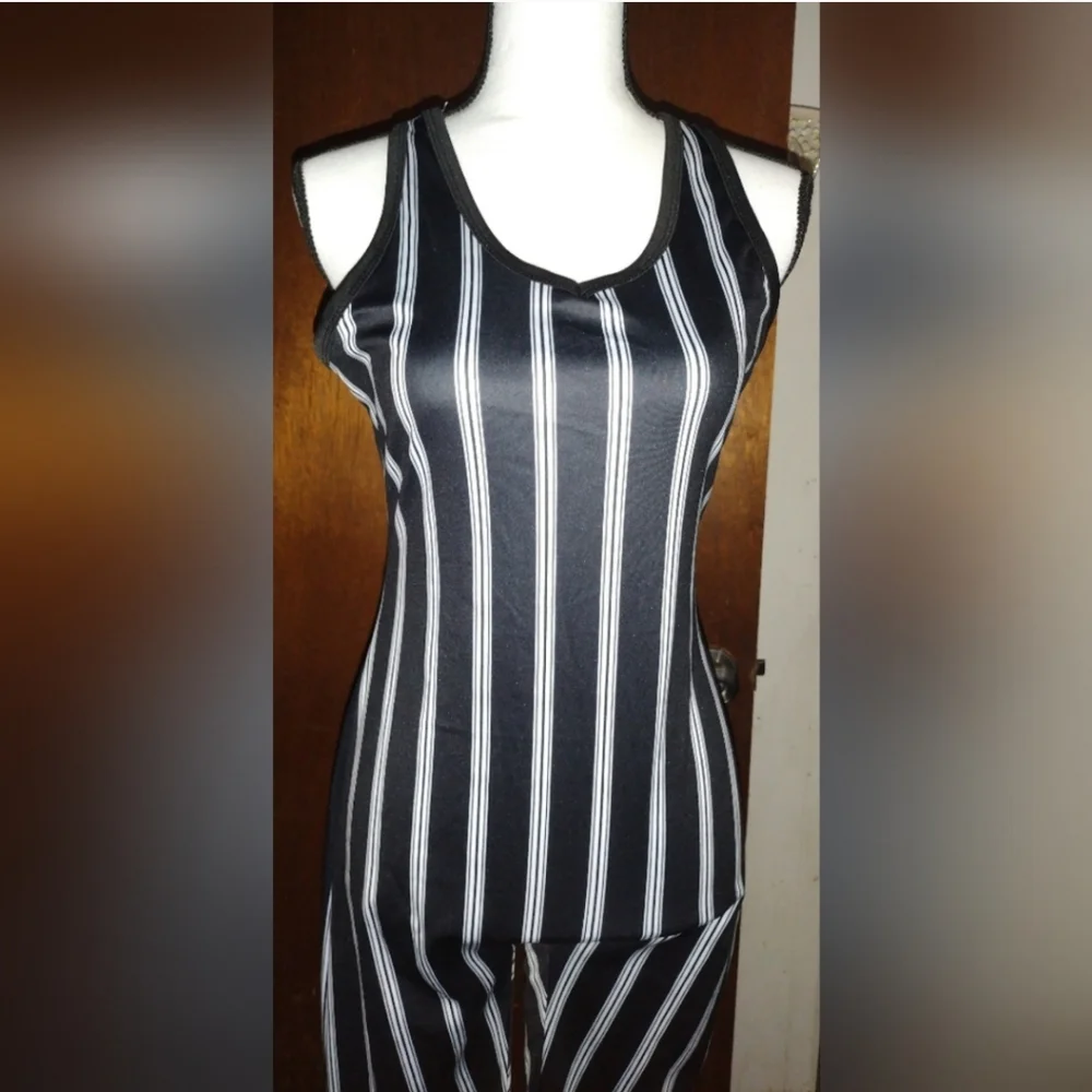 NEW Black/White Strips Body Suit - Picture 2 of 3